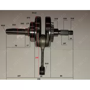 Коленвал в сборе CB250 246mm 15 палец шатун 146mm