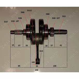 Коленвал в сборе CG-200 246mm 15 палец шатун 142mm
